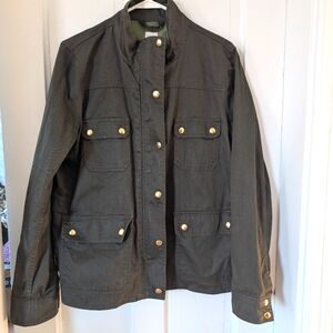 J. Crew Olive Field Jacket with Gold Snaps